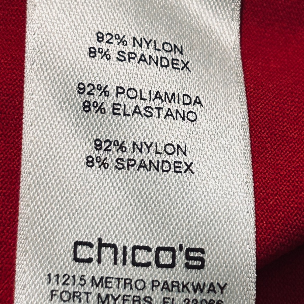 Chicos Red Scoop Neck Tank Top Size 2 Med/Large Stretch Nylon Sleeveless Shell - Picture 8 of 9